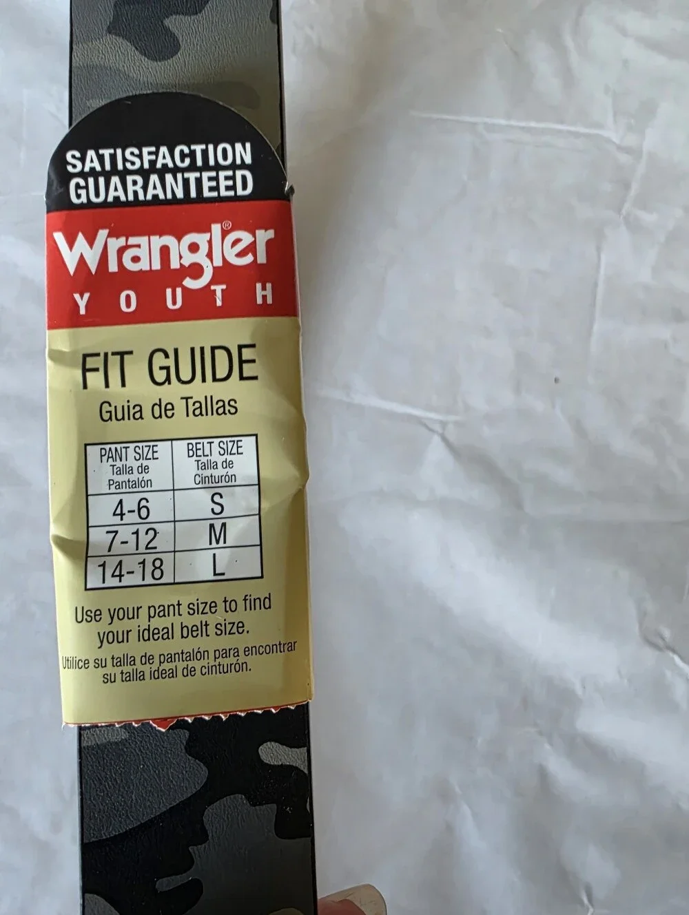Wrangler Gray Camo/Black Bonded Leather Belt Reversible Youth Size L 14-18 NWT